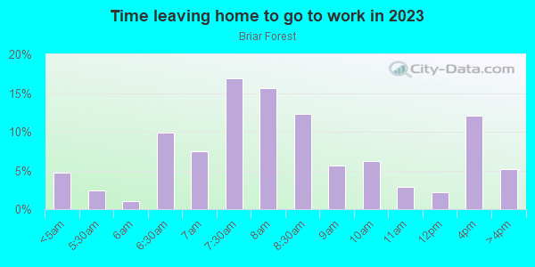Time Leaving Home for Work in Briar Forest in Houston neighborhood in TX