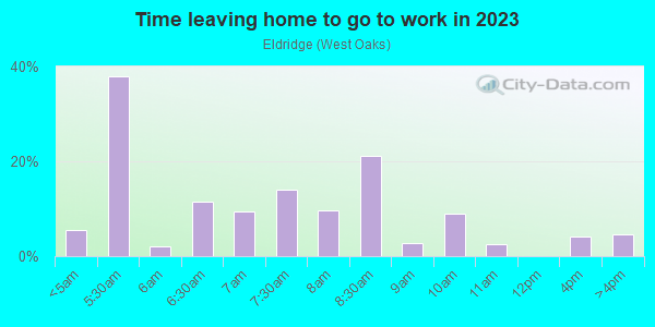 Time Leaving Home for Work in Eldridge in Houston neighborhood in TX