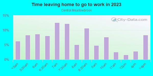Time Leaving Home for Work in Central Meadowbrook in Fort Worth neighborhood in TX