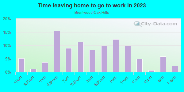 Time Leaving Home for Work in Brentwood-Oak Hills in Fort Worth neighborhood in TX