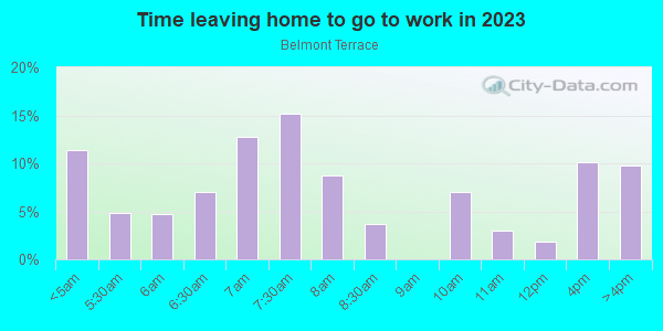 Time Leaving Home for Work in Belmont Terrace in Fort Worth neighborhood in TX