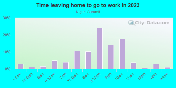 Time Leaving Home for Work in Niguel Summit in Laguna Niguel neighborhood in CA