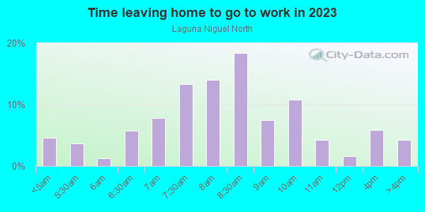 Time Leaving Home for Work in Laguna Niguel North in Laguna Niguel neighborhood in CA