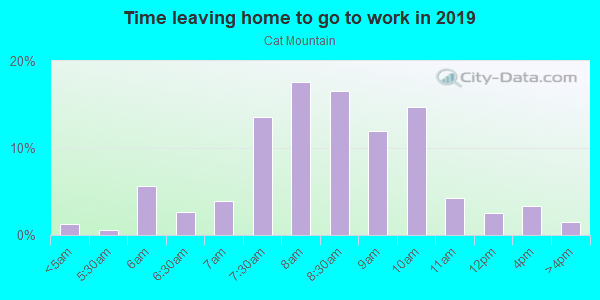 Time Leaving Home for Work in Cat Mountain in Austin neighborhood in TX