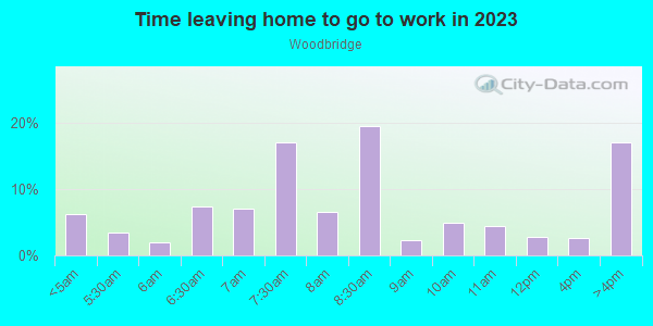 Time Leaving Home for Work in Woodbridge in Dallas neighborhood in TX