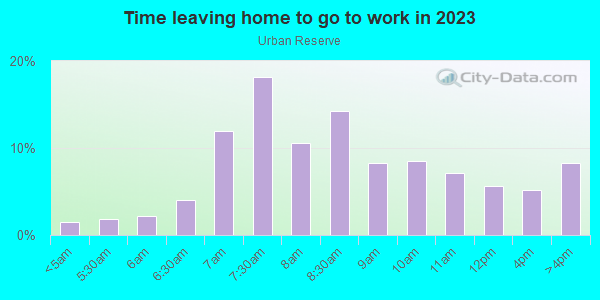 Time Leaving Home for Work in Urban Reserve in Dallas neighborhood in TX
