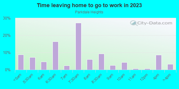 Time Leaving Home for Work in Parkdale Heights in Dallas neighborhood in TX
