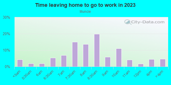 Time Leaving Home for Work in Muncie in Dallas neighborhood in TX