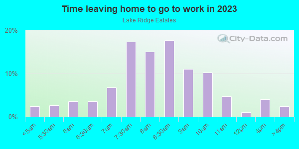Time Leaving Home for Work in Lake Ridge Estates in Dallas neighborhood in TX