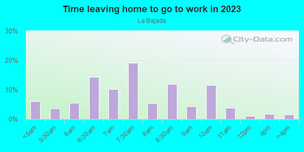 Time Leaving Home for Work in La Bajada in Dallas neighborhood in TX
