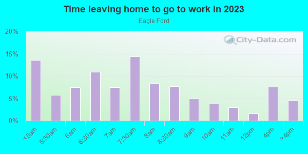 Time Leaving Home for Work in Eagle Ford in Dallas neighborhood in TX