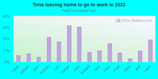 Time Leaving Home for Work in Puett Commercial Tract in Round Rock neighborhood in TX
