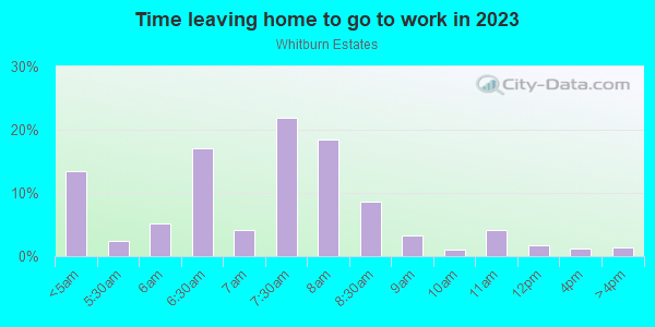 Time Leaving Home for Work in Whitburn Estates in Midland neighborhood in TX