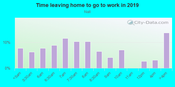 Time Leaving Home for Work in Nall in Bryan neighborhood in TX