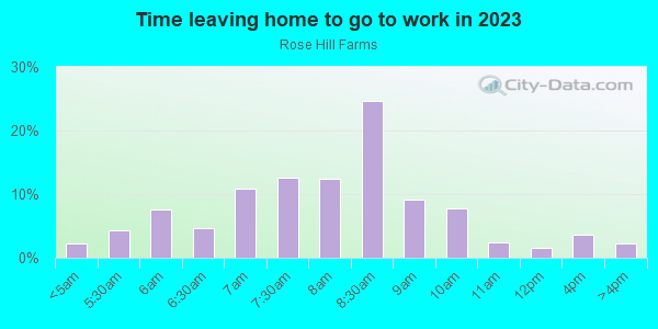 Time Leaving Home for Work in Rose Hill Farms in Alexandria neighborhood in VA