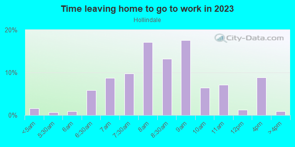 Time Leaving Home for Work in Hollindale in Alexandria neighborhood in VA