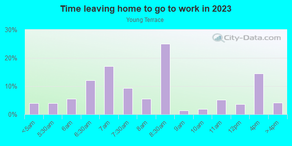 Time Leaving Home for Work in Young Terrace in Norfolk neighborhood in VA