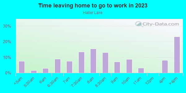 Time Leaving Home for Work in Haller Lake in Seattle neighborhood in WA