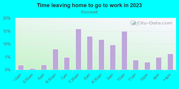 Time Leaving Home for Work in Roosevelt in Seattle neighborhood in WA