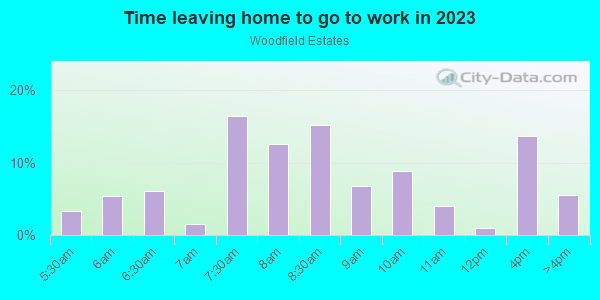 Time Leaving Home for Work in Woodfield Estates in Olympia neighborhood in WA