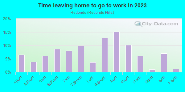 Time Leaving Home for Work in Redondo in Federal Way neighborhood in WA