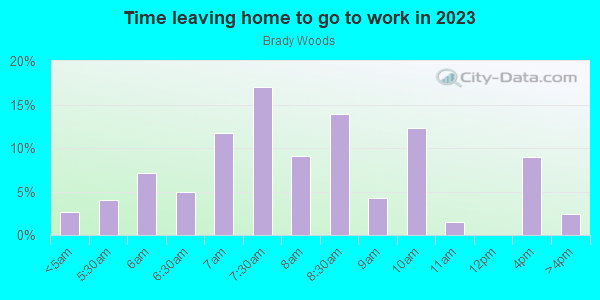 Time Leaving Home for Work in Brady Woods in Camas neighborhood in WA