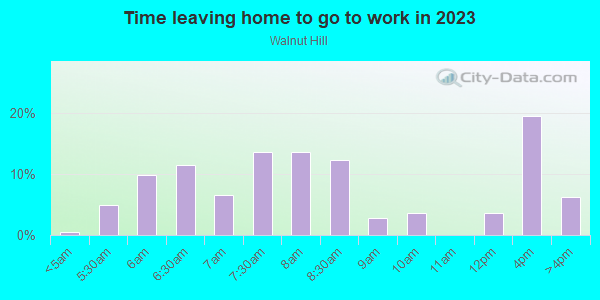 Time Leaving Home for Work in Walnut Hill in Milwaukee neighborhood in WI