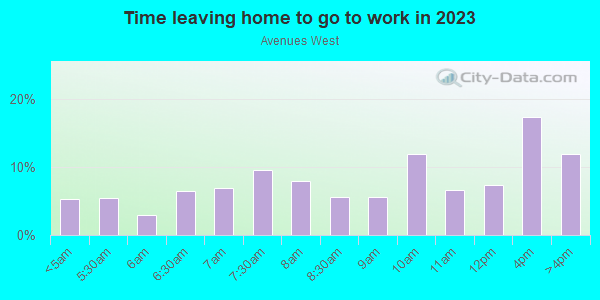 Time Leaving Home for Work in Avenues West in Milwaukee neighborhood in WI