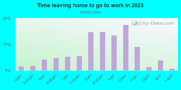 Time Leaving Home for Work in Ostrich Farm in South Pasadena neighborhood in CA