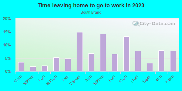 Time Leaving Home for Work in South Brand in Glendale neighborhood in CA