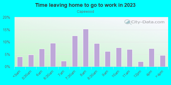 Time Leaving Home for Work in Capewood in San Jose neighborhood in CA