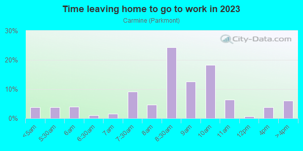 Time Leaving Home for Work in Carmine in San Jose neighborhood in CA