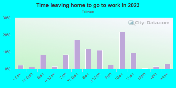 Time Leaving Home for Work in Erikson in San Jose neighborhood in CA