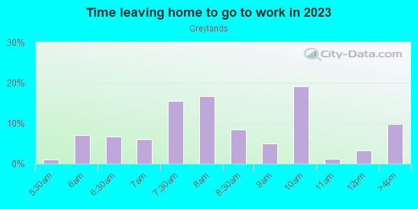 Time Leaving Home for Work in Greylands in San Jose neighborhood in CA