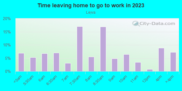 Time Leaving Home for Work in Leyva in San Jose neighborhood in CA
