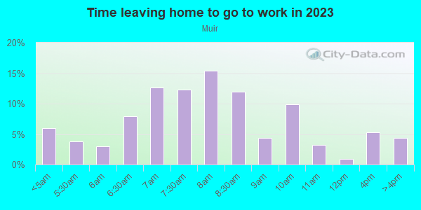 Time Leaving Home for Work in Muir in San Jose neighborhood in CA