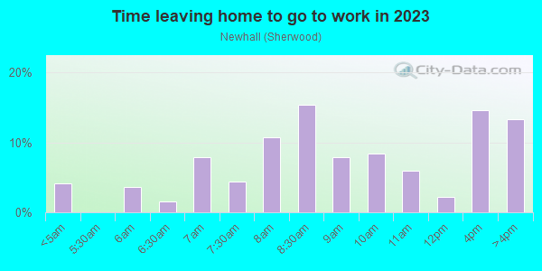 Time Leaving Home for Work in Newhall in San Jose neighborhood in CA