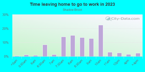 Time Leaving Home for Work in Shadow Brook in San Jose neighborhood in CA