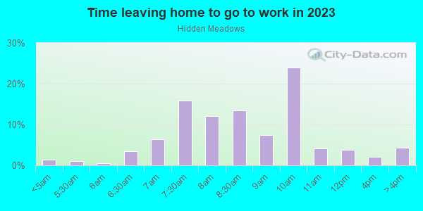 Time Leaving Home for Work in Hidden Meadows in Camarillo neighborhood in CA