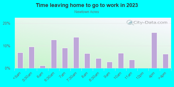 Time Leaving Home for Work in Newtown Acres in Placerville neighborhood in CA