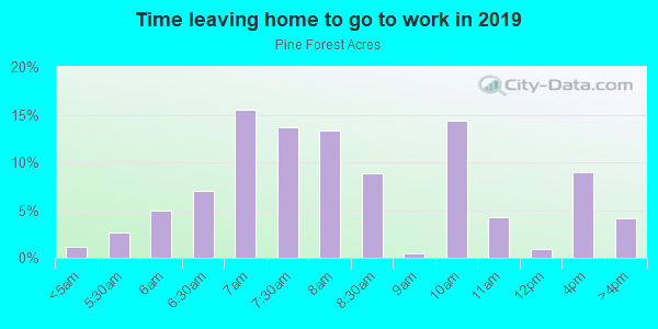 Time Leaving Home for Work in Pine Forest Acres in Georgetown neighborhood in CA