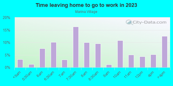 Time Leaving Home for Work in Marina Village in El Dorado Hills neighborhood in CA