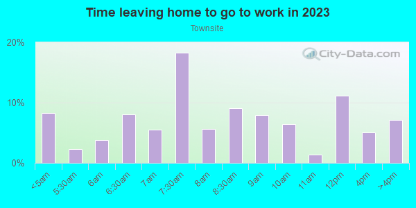 Time Leaving Home for Work in Townsite in Oceanside neighborhood in CA