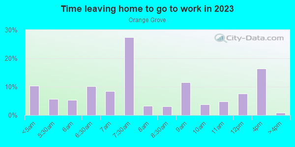 Time Leaving Home for Work in Orange Grove in Mobile neighborhood in AL