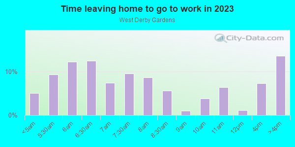 Time Leaving Home for Work in West Derby Gardens in Commerce City neighborhood in CO
