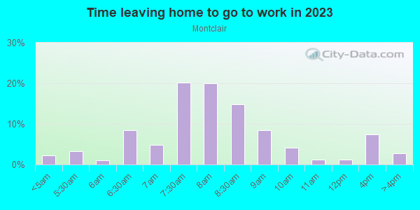 Time Leaving Home for Work in Montclair in Denver neighborhood in CO