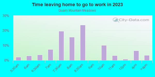Time Leaving Home for Work in Quarry Mountain Meadows in Steamboat Springs neighborhood in CO