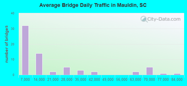 Average Bridge Daily Traffic in Mauldin, SC