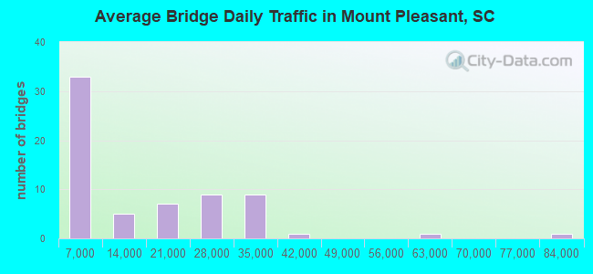 Average Bridge Daily Traffic in Mount Pleasant, SC