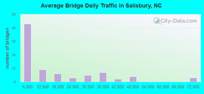 Average Bridge Daily Traffic in Salisbury, NC